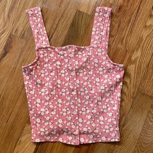 F21 daisy pink cropped tank top size Medium M Forever 21